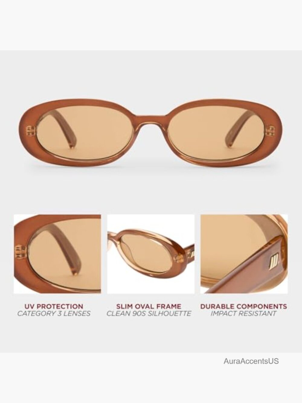 Retro 90s Narrow Oval Sunglasses for Men and Women - Picture 6 of 7